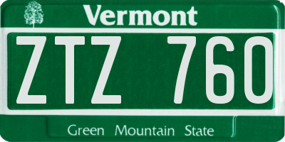 VT license plate ZTZ760