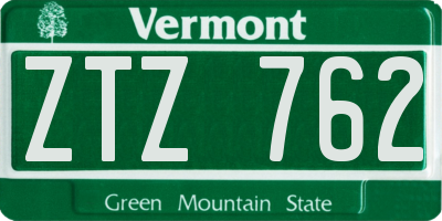 VT license plate ZTZ762