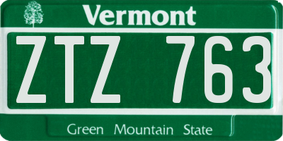 VT license plate ZTZ763
