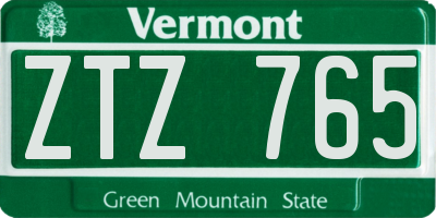 VT license plate ZTZ765