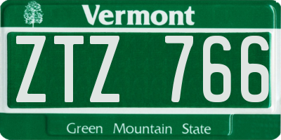 VT license plate ZTZ766