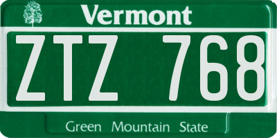 VT license plate ZTZ768