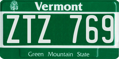 VT license plate ZTZ769
