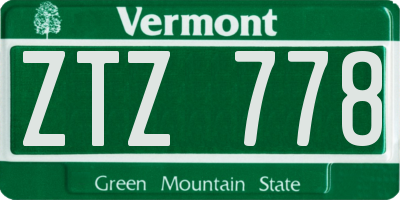 VT license plate ZTZ778