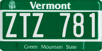 VT license plate ZTZ781