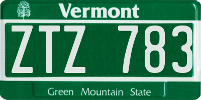VT license plate ZTZ783
