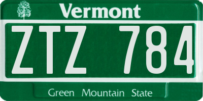 VT license plate ZTZ784