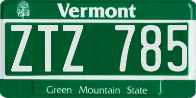 VT license plate ZTZ785