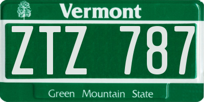 VT license plate ZTZ787