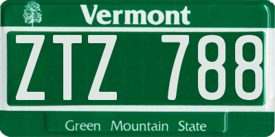VT license plate ZTZ788