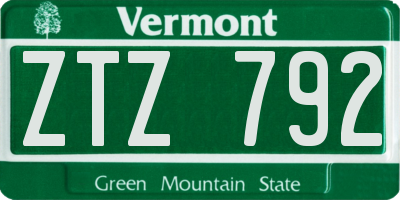 VT license plate ZTZ792
