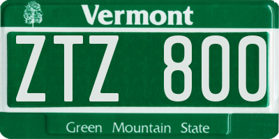 VT license plate ZTZ800