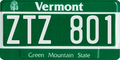 VT license plate ZTZ801