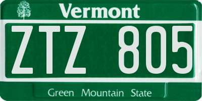 VT license plate ZTZ805