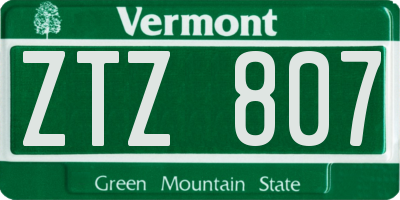 VT license plate ZTZ807