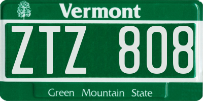 VT license plate ZTZ808