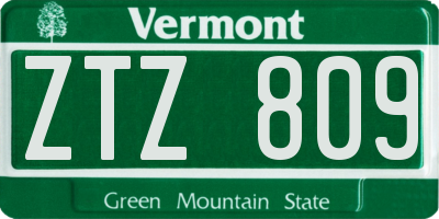VT license plate ZTZ809