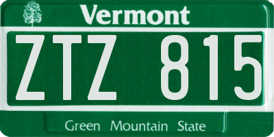 VT license plate ZTZ815