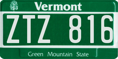 VT license plate ZTZ816