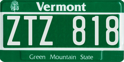 VT license plate ZTZ818