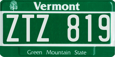 VT license plate ZTZ819