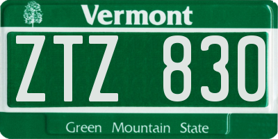 VT license plate ZTZ830