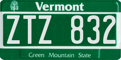 VT license plate ZTZ832