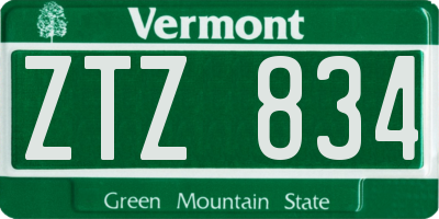 VT license plate ZTZ834