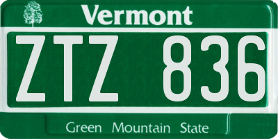 VT license plate ZTZ836