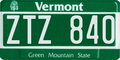 VT license plate ZTZ840