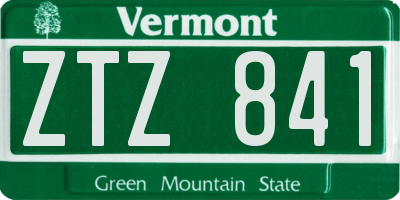 VT license plate ZTZ841