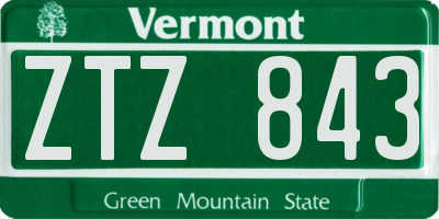 VT license plate ZTZ843