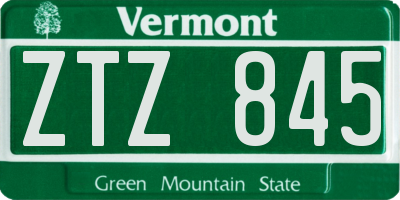 VT license plate ZTZ845