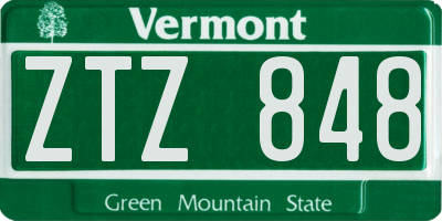 VT license plate ZTZ848