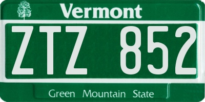 VT license plate ZTZ852
