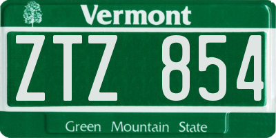 VT license plate ZTZ854