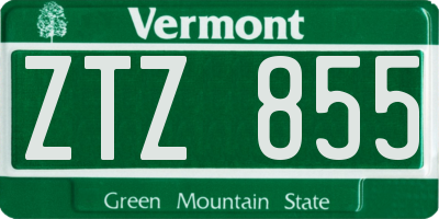 VT license plate ZTZ855