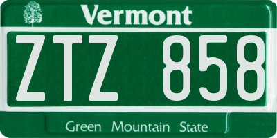 VT license plate ZTZ858