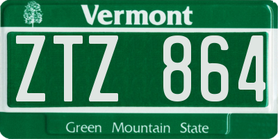VT license plate ZTZ864
