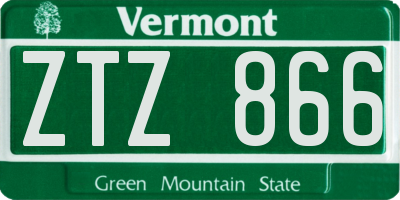 VT license plate ZTZ866