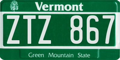 VT license plate ZTZ867