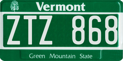 VT license plate ZTZ868