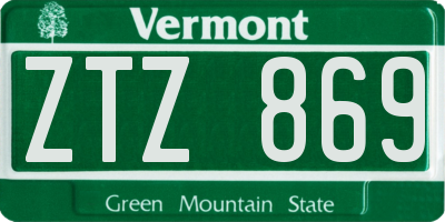 VT license plate ZTZ869