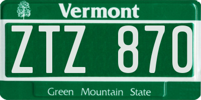 VT license plate ZTZ870