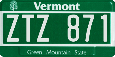 VT license plate ZTZ871