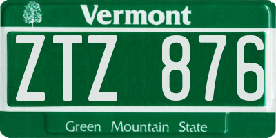 VT license plate ZTZ876