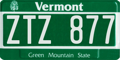 VT license plate ZTZ877