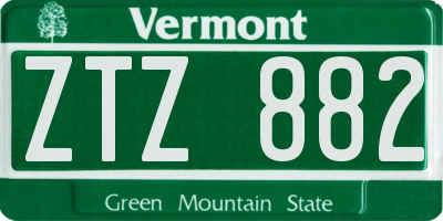 VT license plate ZTZ882