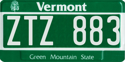 VT license plate ZTZ883