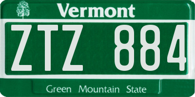 VT license plate ZTZ884